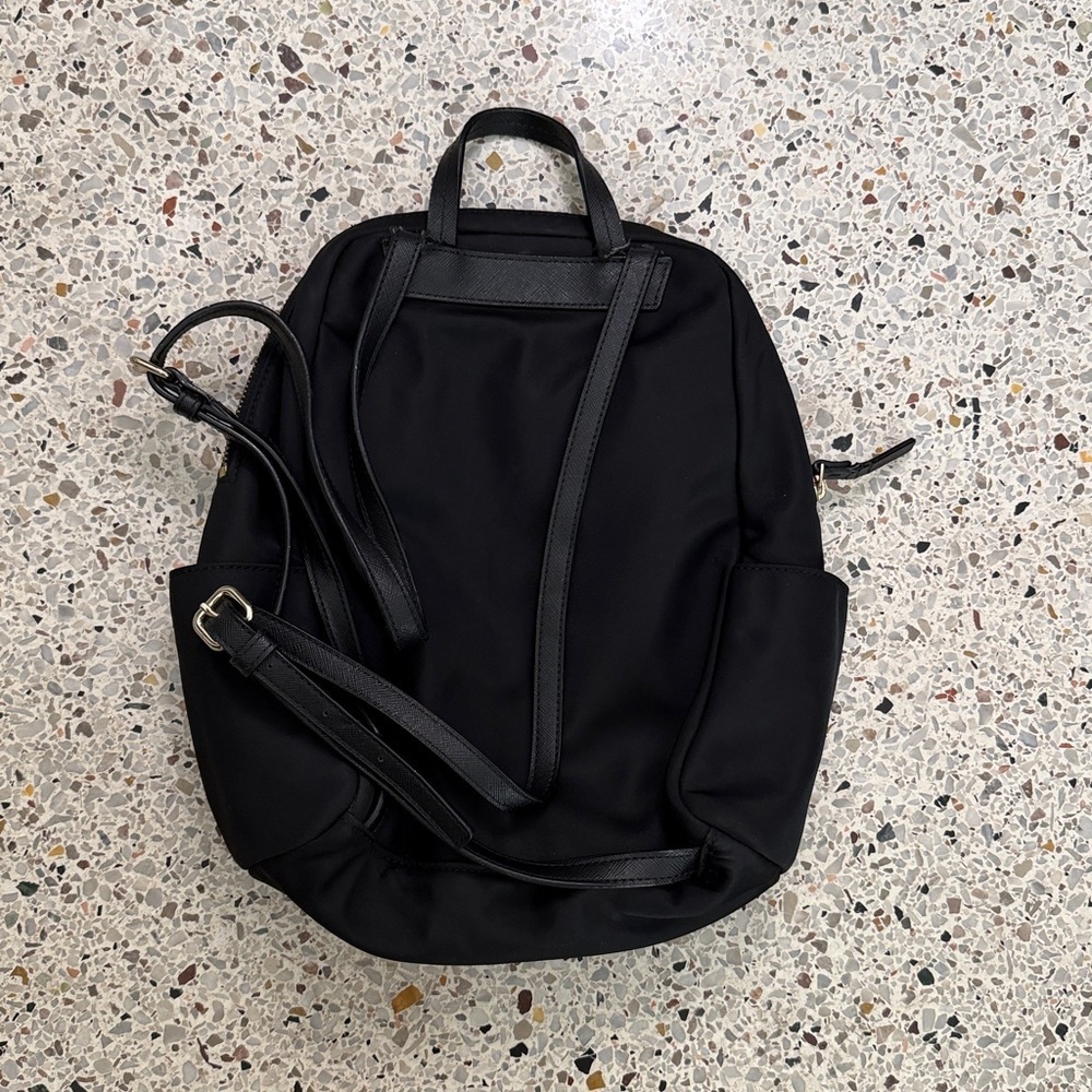 Kate Spade black small backpack gold zippers hardware nylon - Picture 5 of 8
